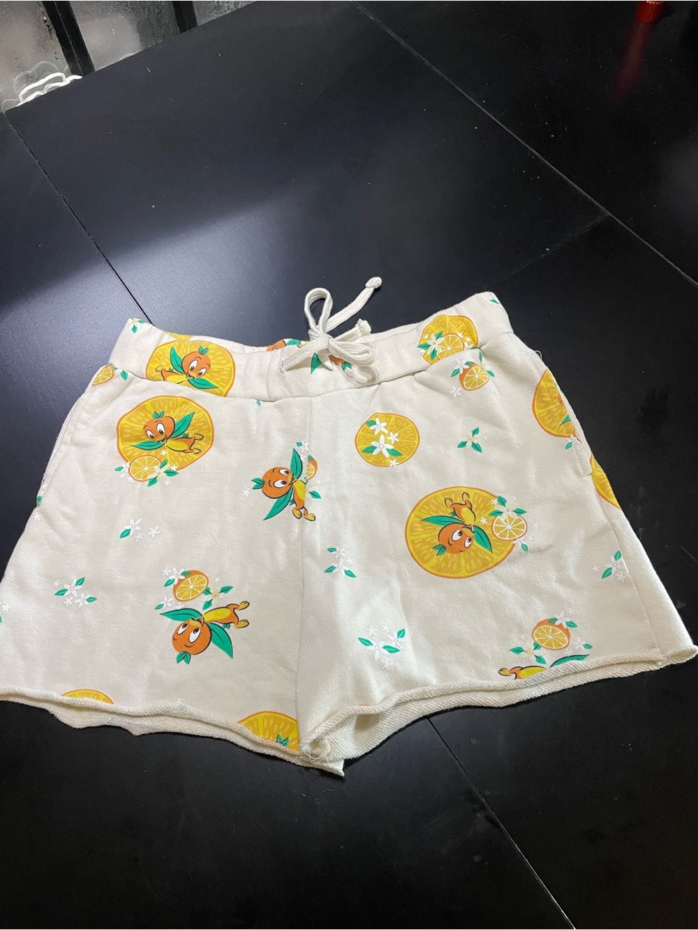 Disney Parks Orange Bird Shorts w Drawstring Sz med cotton Poly cream